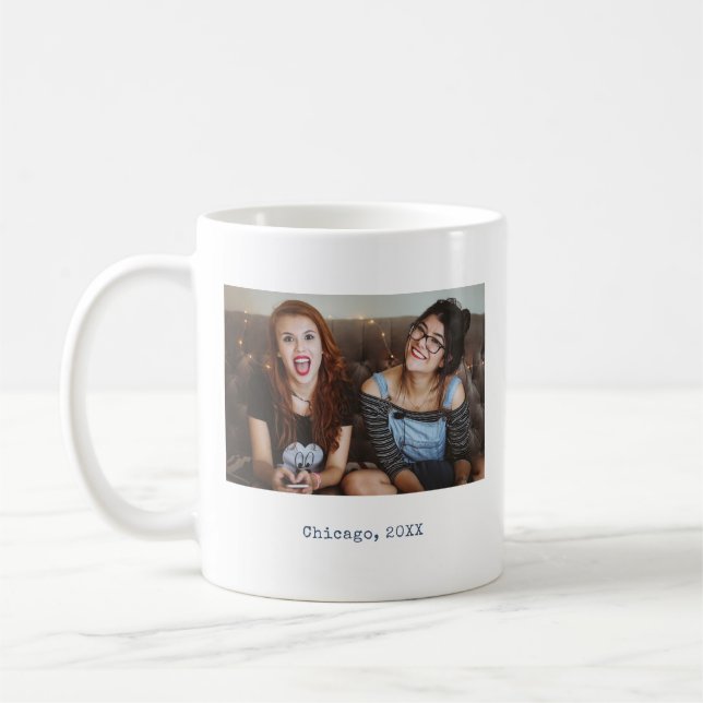 Simple Navy Minimalist Photo Text Keepsake Kaffeetasse (Links)