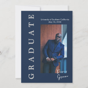 Simple Navy Photo Graduate Faire-part