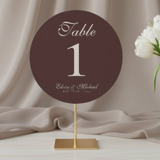 Simple Neutral Brown Wedding Table Number Feiertagskarte