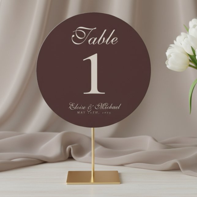 Simple Neutral Brown Wedding Table Number Feiertagskarte (Guide guests to their seats in style with this Neutral Brown Wedding Table Number Sign!)
