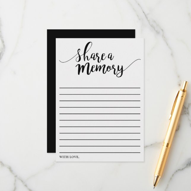 Simple Noir & Blanc Partager Une Carte Mémoire (Devant/Arrière en situation)