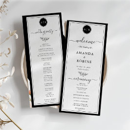 Simple Noir et Blanc Élégant programme de mariage