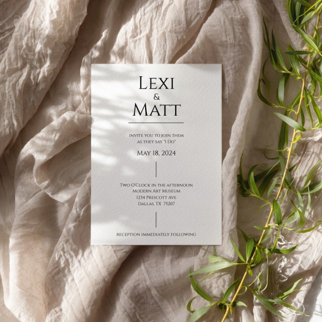 Simple noir et blanc Faire-part de mariage moderne (Créateur téléchargé)