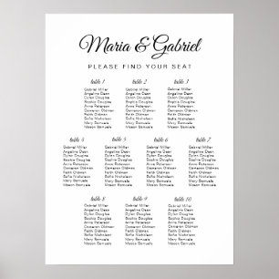 Simple noir et blanc. Tableau de sièges mariages