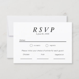 Simple Noir et Blanc Typographie Mariage RSVP