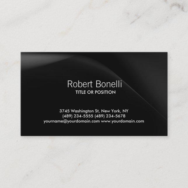 Simple Noir Plaque Carte de visite moderne (Devant)