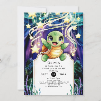 Simple Ocean Turtle Birthday Einladung
