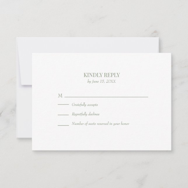 Simple Olive Green Custom Photo Wedding RSVP Card (Vorderseite)