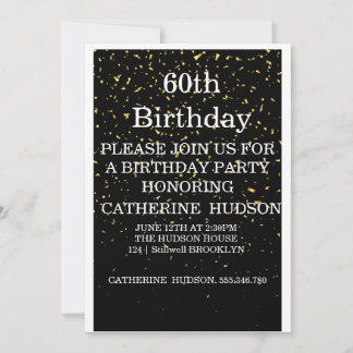 Simple or Black Invitation de 60e anniversaire Bla