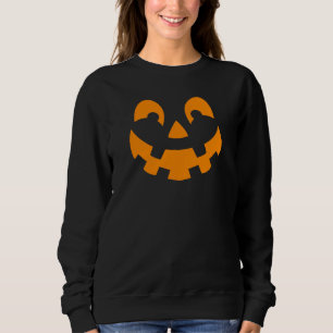 Simple Orange Pumpkin Face Silhouette Halloween Sweatshirt