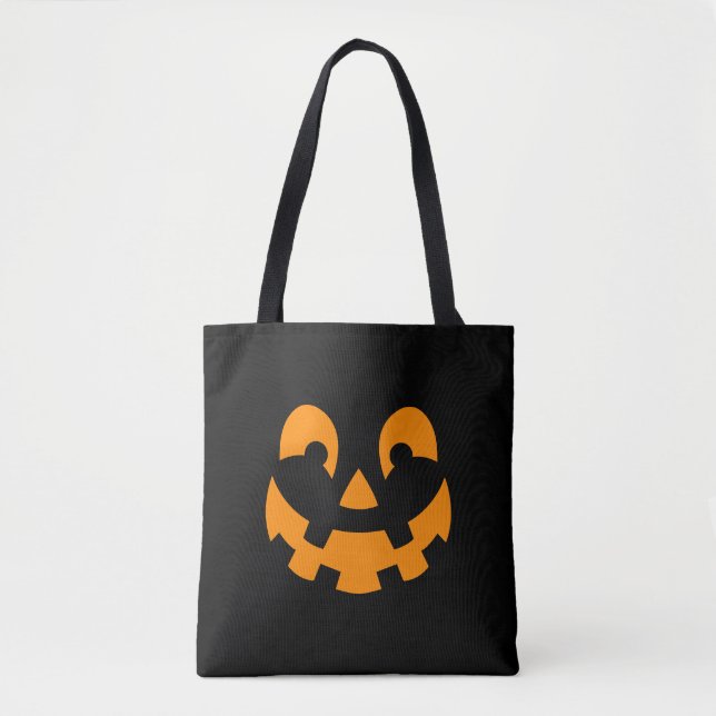 Simple Orange Pumpkin Face Silhouette Halloween Tasche (Vorderseite)