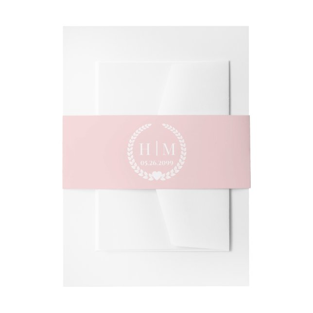 Simple Pale Rose Pink Monogram Invitation  Einladungsbanderole (Vorderseite Beispiel)