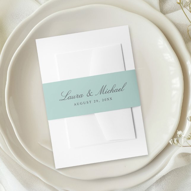 Simple Pale Teal Personalized Wedding Einladungsbanderole (Von Creator hochgeladen)