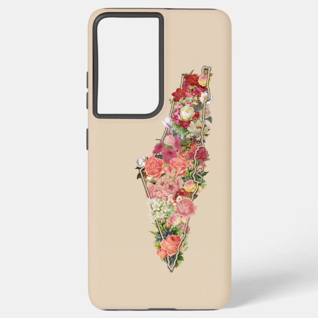 Simple Palestine Map Floral Samsung Galaxy Coque (Verso)