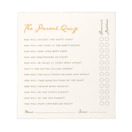 Simple Parent Quiz Baby Shower Game Notepad Notizblock