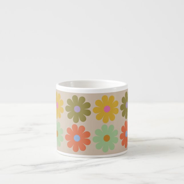 Simple Pastel Vintage Flower Pattern Espressotasse (Vorderseite)