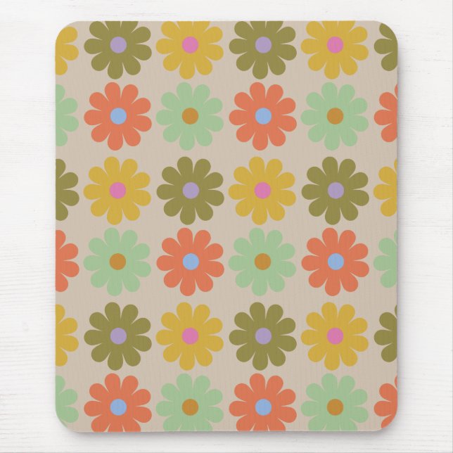 Simple Pastel Vintage Flower Pattern Mousepad (Vorne)