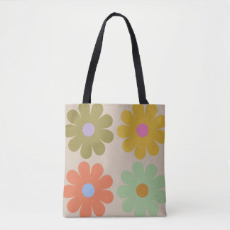 Simple Pastel Vintage Flower Pattern Tasche
