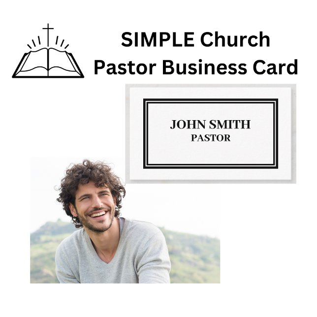 SIMPLE Pasteur de l'église Carte de visite noir et (SIMPLE Church Pastor Black and White Business Cards)