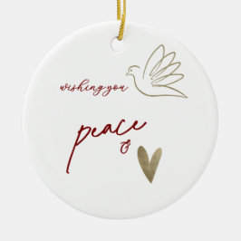 Simple Peace & Love Dove Photo Christmas Card Keramik Ornament