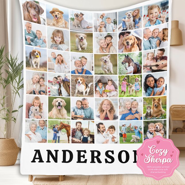 Simple Personalized 36 Photos Collage Cute Family  Sherpadecke (Von Creator hochgeladen)