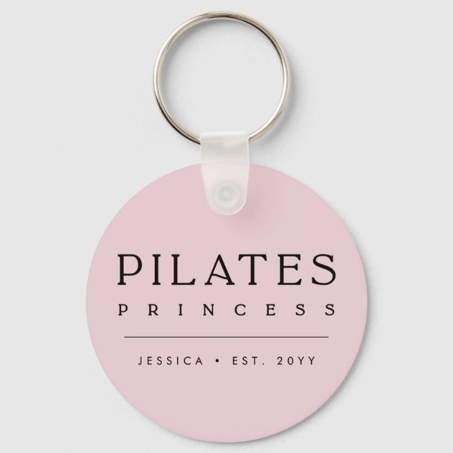 Simple Personalized Blush Pink Pilates Princess Schlüsselanhänger (Vorderseite)