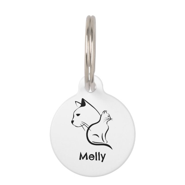 Simple Personalized Name White Cat Haustiermarke (Vorderseite)