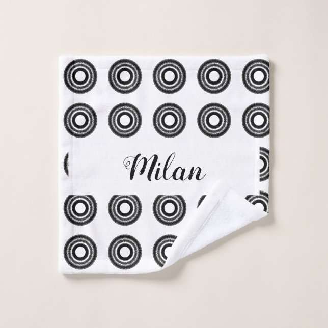 simple personnalisé BLACK mandala monogramme ajout (Gant de toilette)