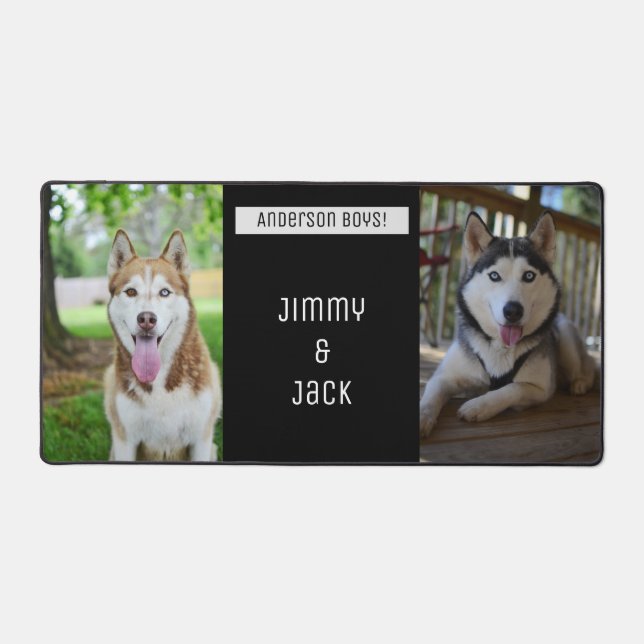 Simple Personnalisé Deux Chiens Photo Bureau Mat (Recto)