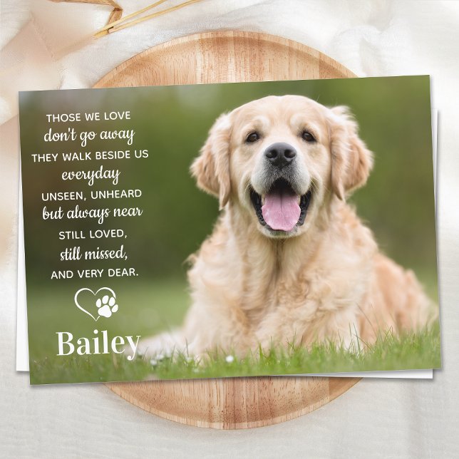 Simple Pet Memorial Pet Loss Poem Custom Dog Photo Dankeskarte (Von Creator hochgeladen)