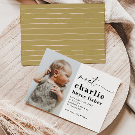 Simple Photo Birth Announcement | Boy's Birth Einladung