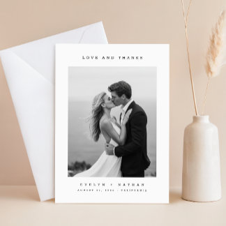Simple Photo Budget Wedding Thank You Card W Note Dankeskarte