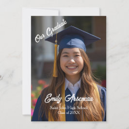 Simple Photo Calligraphy Grad Party Personalize Karte