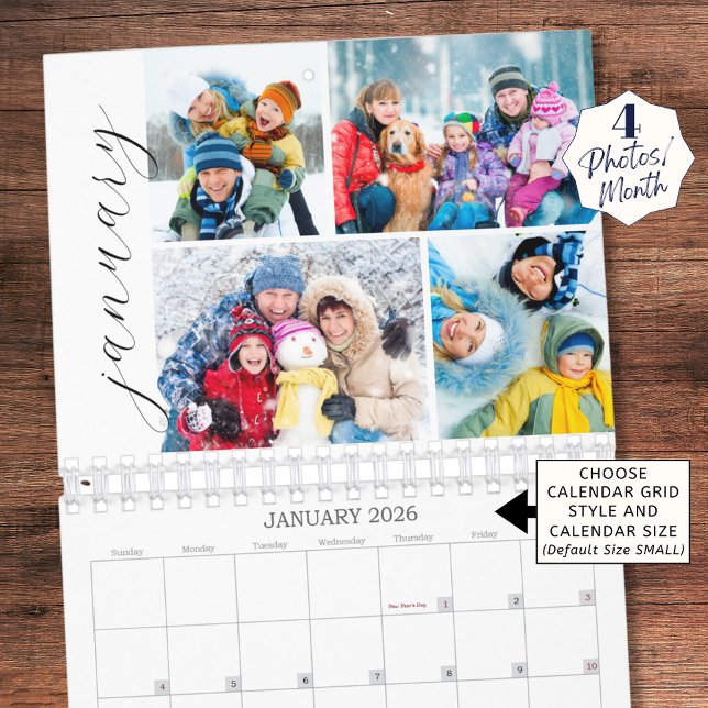 Simple Photo Collage 4 Per Month Script Calendar Kalender (Von Creator hochgeladen)
