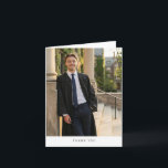 Simple Photo College Graduation Male Folded Modern Dankeskarte<br><div class="desc">This modern graduation thank you card features a bold black and white design with a full photo on the front and clean, classic typography. The inside includes a prewritten message of appreciation, making it easy for graduates to send thoughtful thanks after commencement. Perfect for thanking friends and family for gifts,...</div>