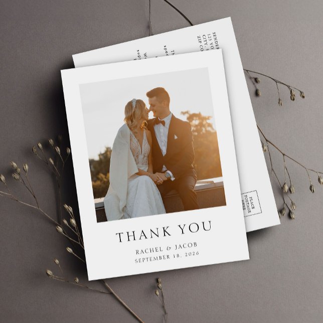 Simple Photo Elegant Wedding Thank You Postkarte (Von Creator hochgeladen)