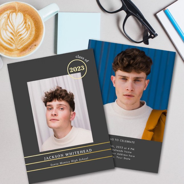 Simple Photo Graduate Foil Invitation (Créateur téléchargé)