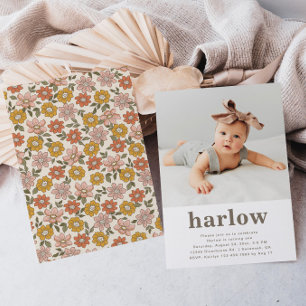 Simple Photo Invitation Anniversaire   Floral