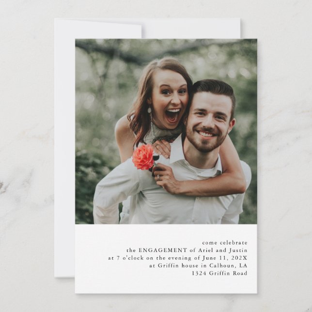 Simple Photo Thème Engagement Party Invitation (Devant)