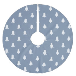 Simple Pine Trees Boho Farmhouse Nordic Blue Polyester Weihnachtsbaumdecke