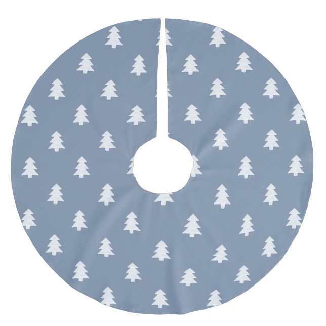 Simple Pine Trees Boho Farmhouse Nordic Blue Polyester Weihnachtsbaumdecke (Vorderseite)