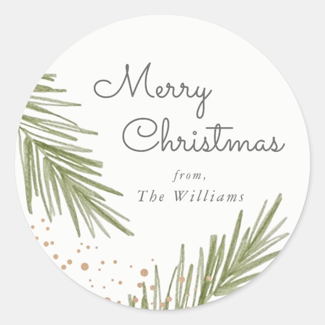 Simple Pines Weihnachtssticker Runder Aufkleber (Vorderseite)