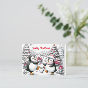 Simple Pinguin Family Personalisierte Weihnachtska Mitteilungskarte