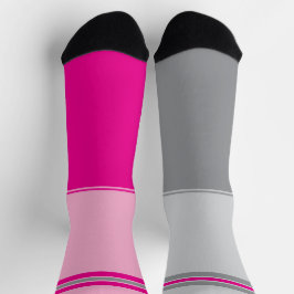 Simple Pink and Grey, Gray and Pink Mismatching Socken