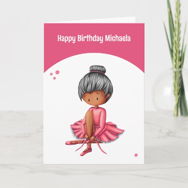 Simple Pink Ballerina Tutu Girl Birthday Karte (Vorderseite)