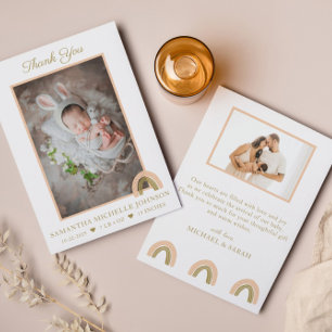 Simple Pink Boho New Baby Foto Danke Karte