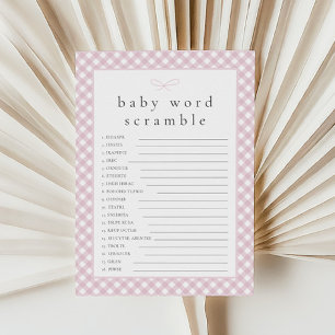 Simple Pink Bow Baby Word Scramble Carte Jeu