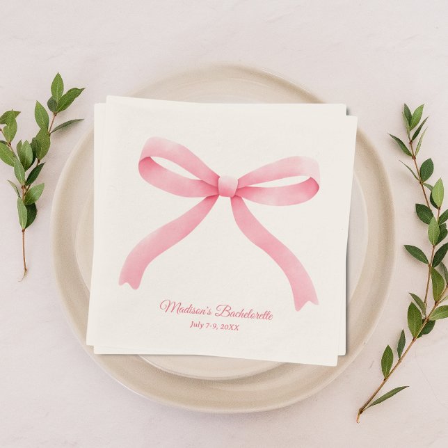Simple Pink Bow Girly Junggeselinnen-Abschied Serviette (Simple Pink Bow Girly Bachelorette Party Napkins
)