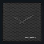 Simple Plain Black Gray Modern Monogram Pattern Quadratische Wanduhr<br><div class="desc">Minimalist,  plain,  professional and simple with solid black gray monogram patterned background. Clean white Sans-Serif font letters for your text.</div>