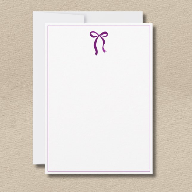 Simple Plum Purple Bow Thin Border No text Mitteilungskarte (Von Creator hochgeladen)